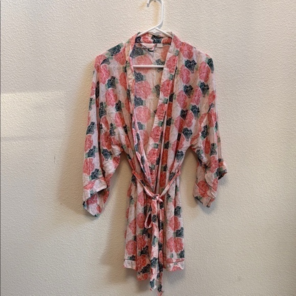Nordstrom Floral Kimono Robe Women Large Lightweight Bridal Lounge